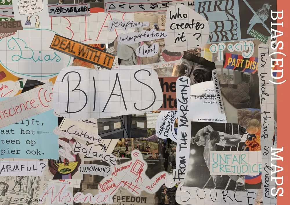 A map made of journal scraps, to represent bias as a concept